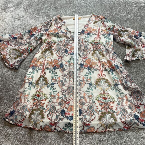 Emmer & Oat Dress Womens Large White Floral Allover Boho Long Sleeve Midi Ladies - Picture 7 of 12